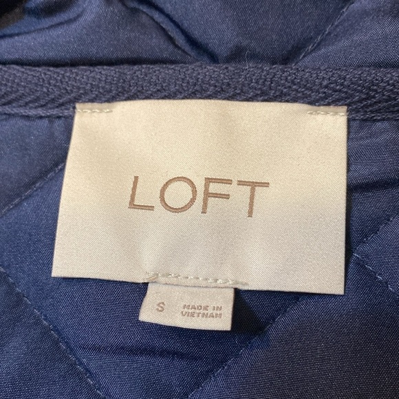 LOFT Navy Blue Lightweight Quilted Parka Jacket - Picture 3 of 11